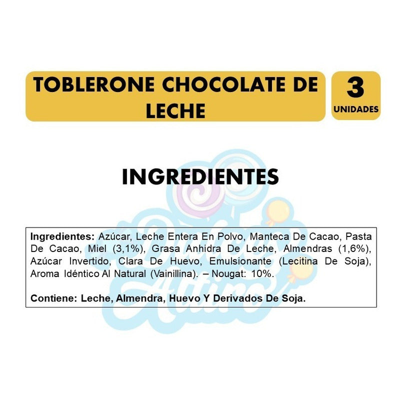 Chocolate De Leche Toblerone - Pack De 3 Unidades De 50g C/u