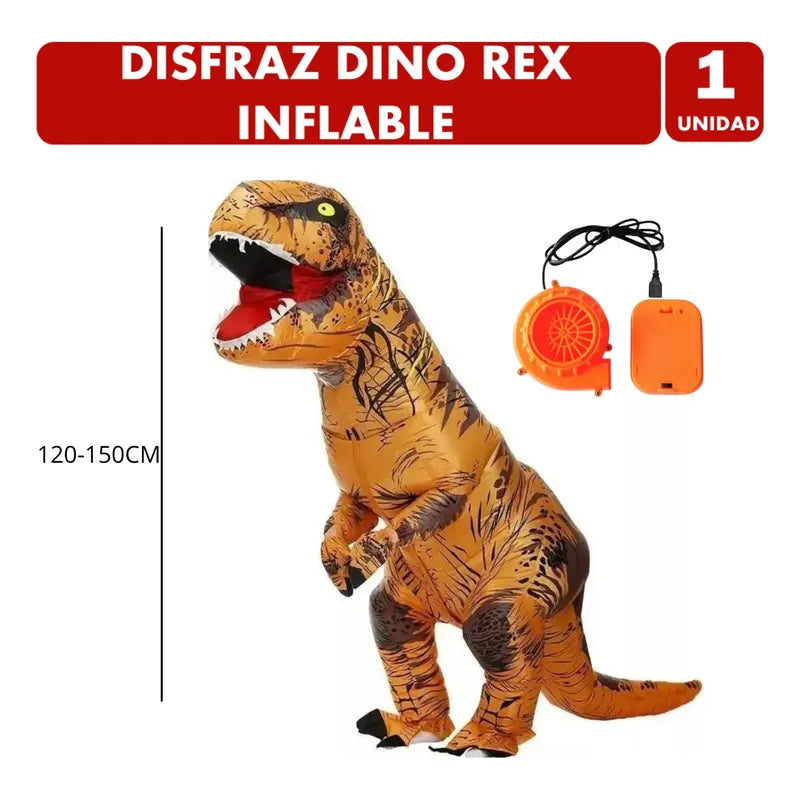 Disfraz Dinosaurio Inflable Dino Rex Infantil 120 - 150cm Naranja 120-150