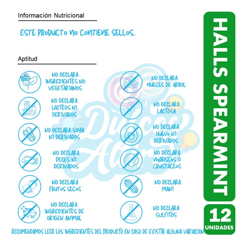 Halls Verde - Sabor Menta Verde Spearmint (caja Con 12 Uni)