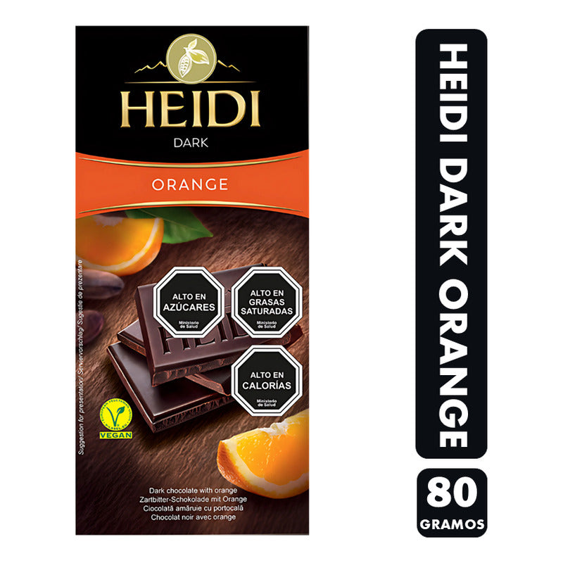 Chocolate Heidi Dark Naranja - Vegano (barra De 80 Gramos)