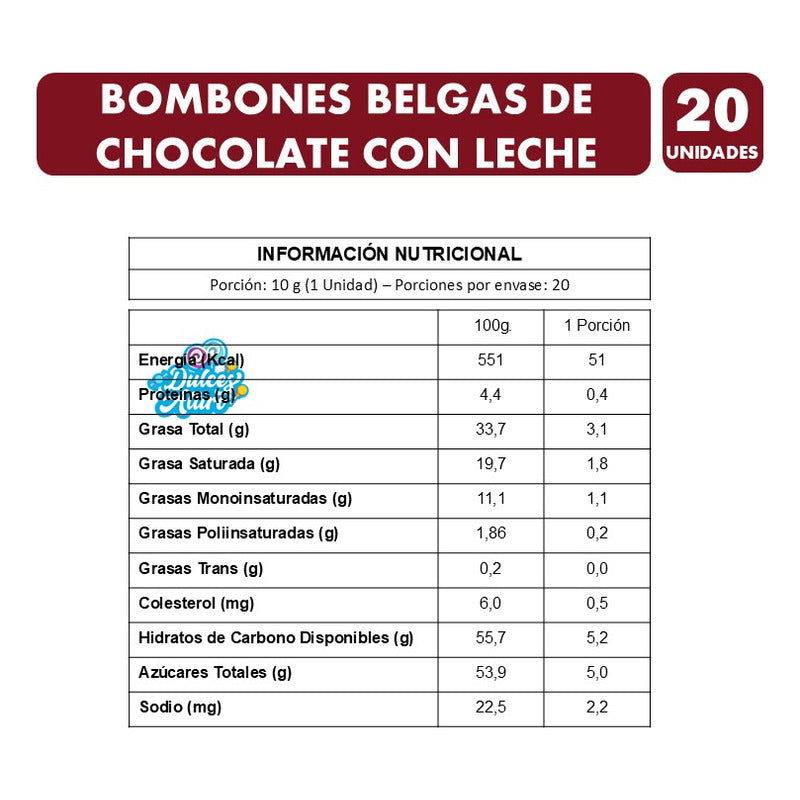 Bombones De Chocolate Belga En Forma De Corazón (20 Uni)