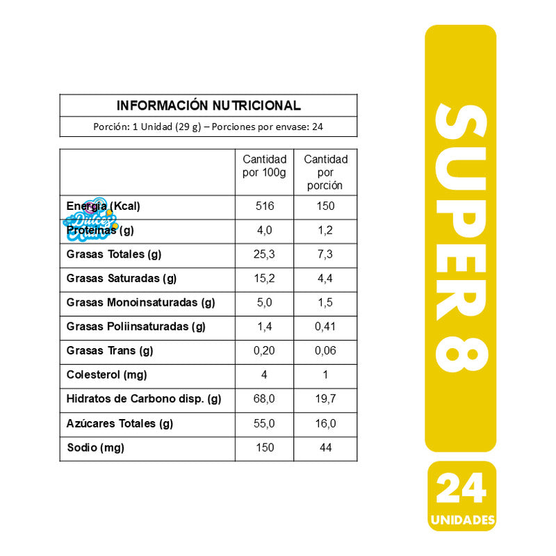 Super 8 - Oblea Bañada Con Cobertura Sabor Chocolate (24 Un)