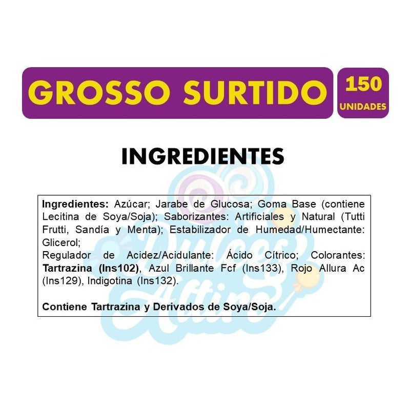 Chicle Grosso Sabores Surtidos(caja Con 150 Gomas De Mascar)