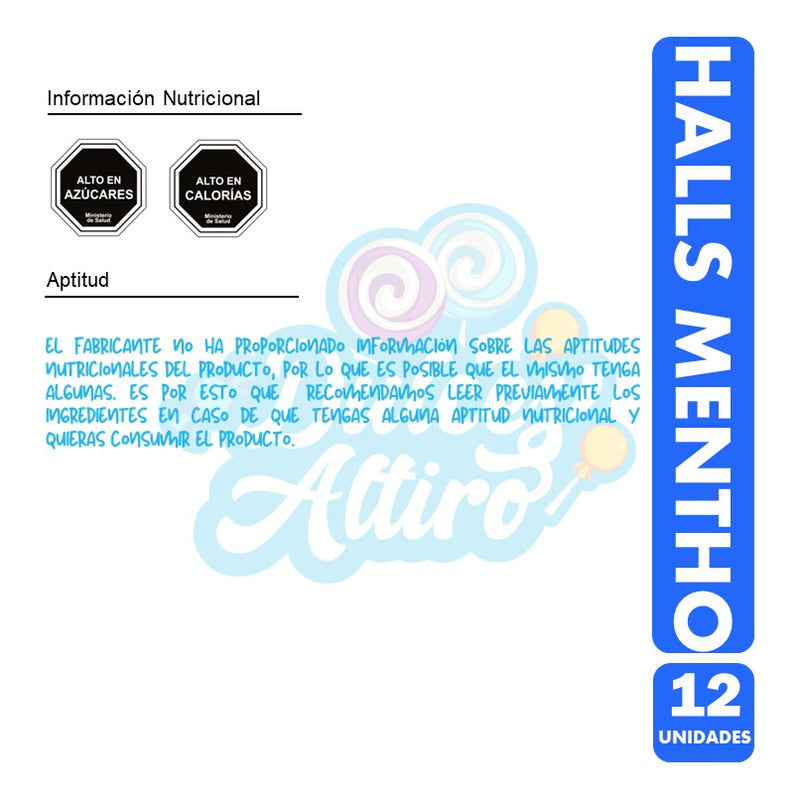 Halls Azul - Mentho Lyptus - Caramelo (caja Con 12 Unidades)