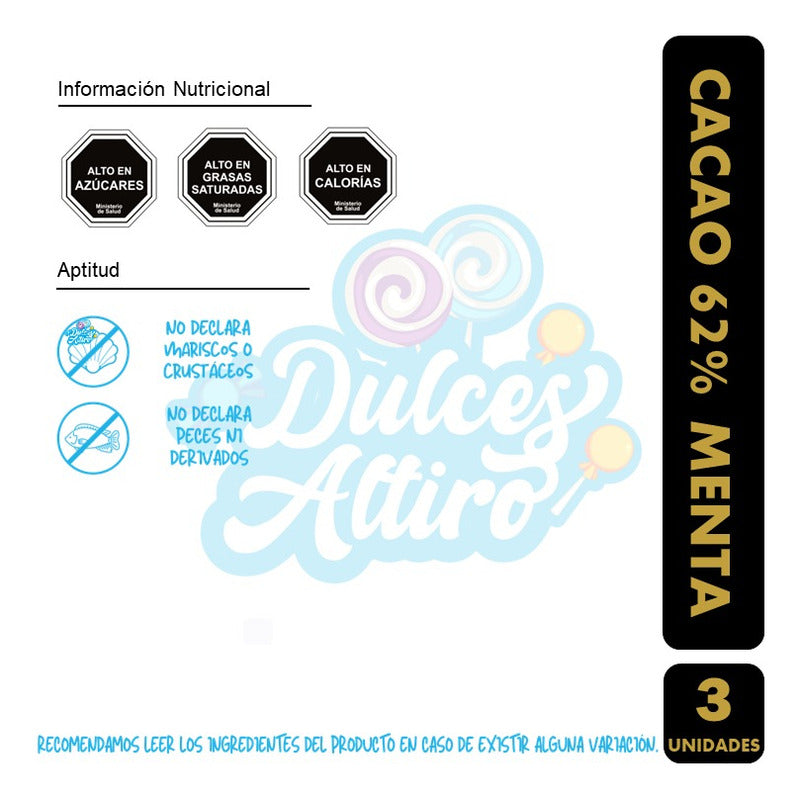 Costa Cacao 62% Menta - Barra De Chocolate (pack Con 3 Un)