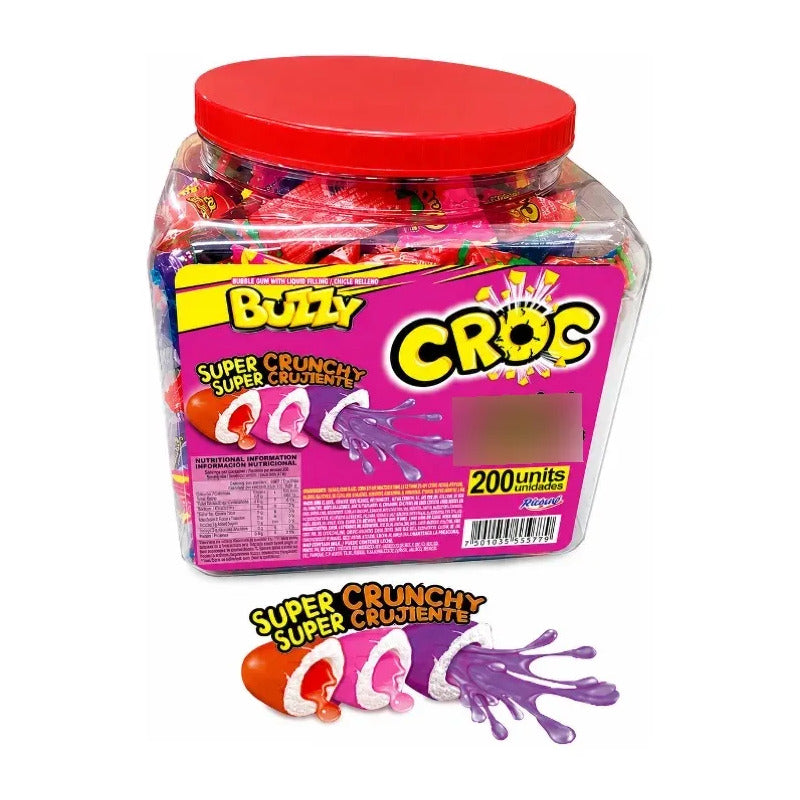 Chicles Sabores Surtidos Buzzy Croc Con Centro Líquido 200un