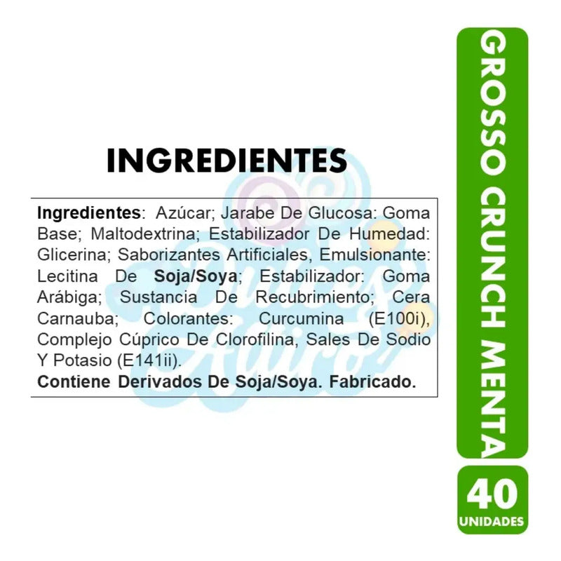 Grosso Crunch Sabor Menta - Caja Con 40 Unidades De Chicle