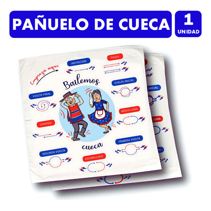 Pañuelo Para El 18 Con Pasos De Cueca Impresos (unitario)