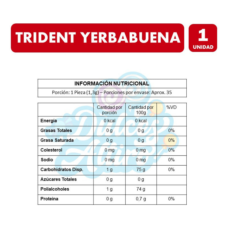 Trident Hierbabuena -  Frasco Verde (frasco Con 35 Unidades)
