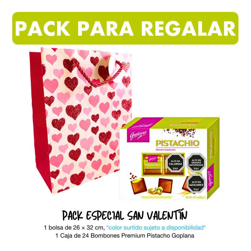 Pack Bombones Pistacho Goplana Caja 400gr + Bolsa De Regalo