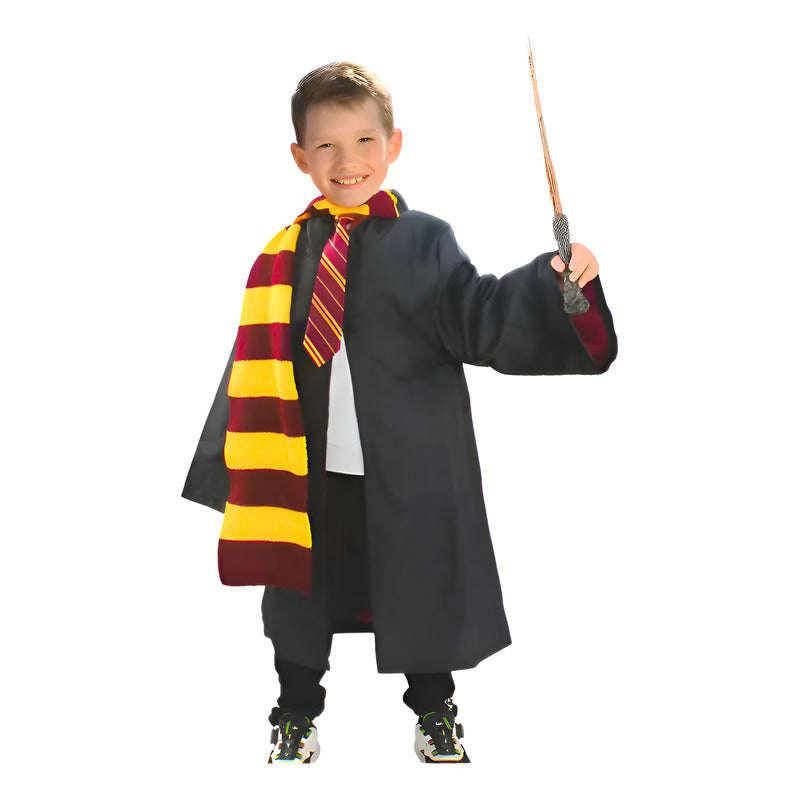 Disfraz Mago Rojo Con Lentes Y Varita Infantil Niño 5-6