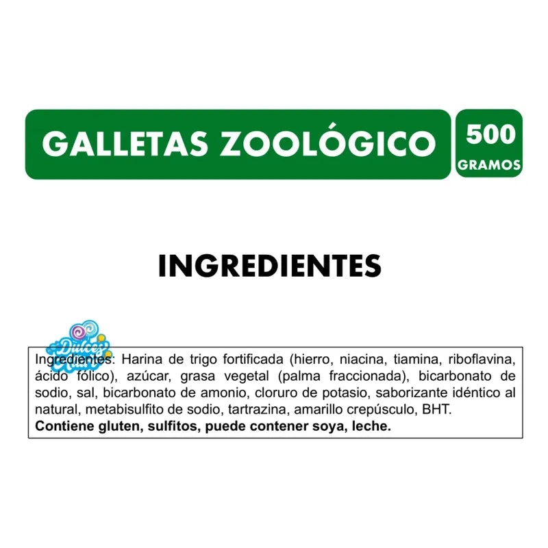 Galletas Zoológico Sayon Dulces Figuras Animales Bolsa 500g