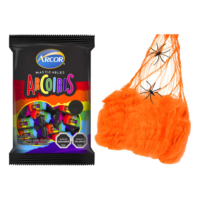 Dulces De Halloween -masticables Arcoiris+telaraña De Regalo
