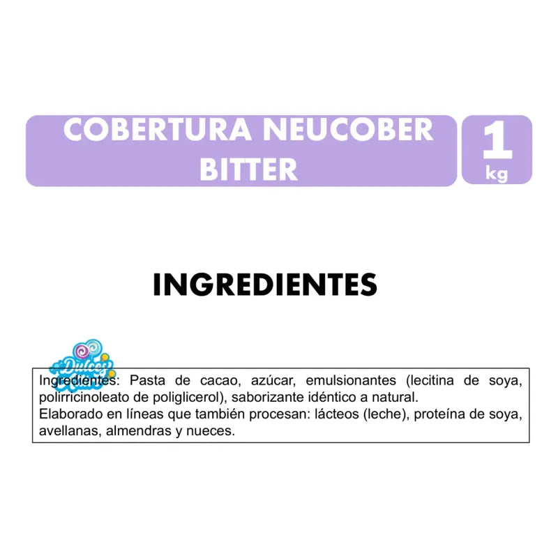 Cobertura De Chocolate Bitter 72% Cacao Neucober (1 Kg)
