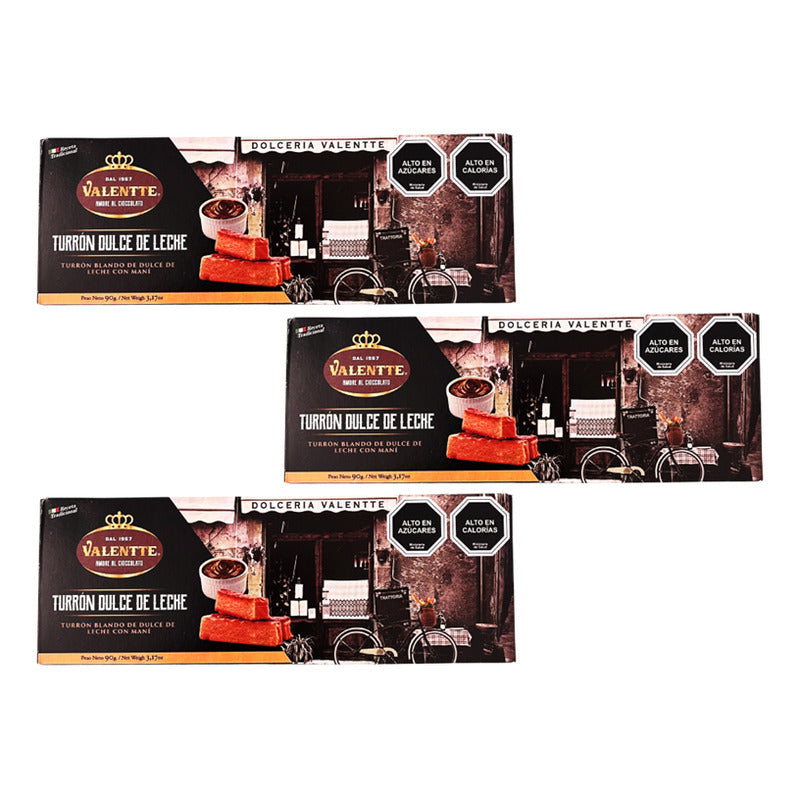 Turrón De Maní Dulce De Leche Valentte (pack 3 Unidades)