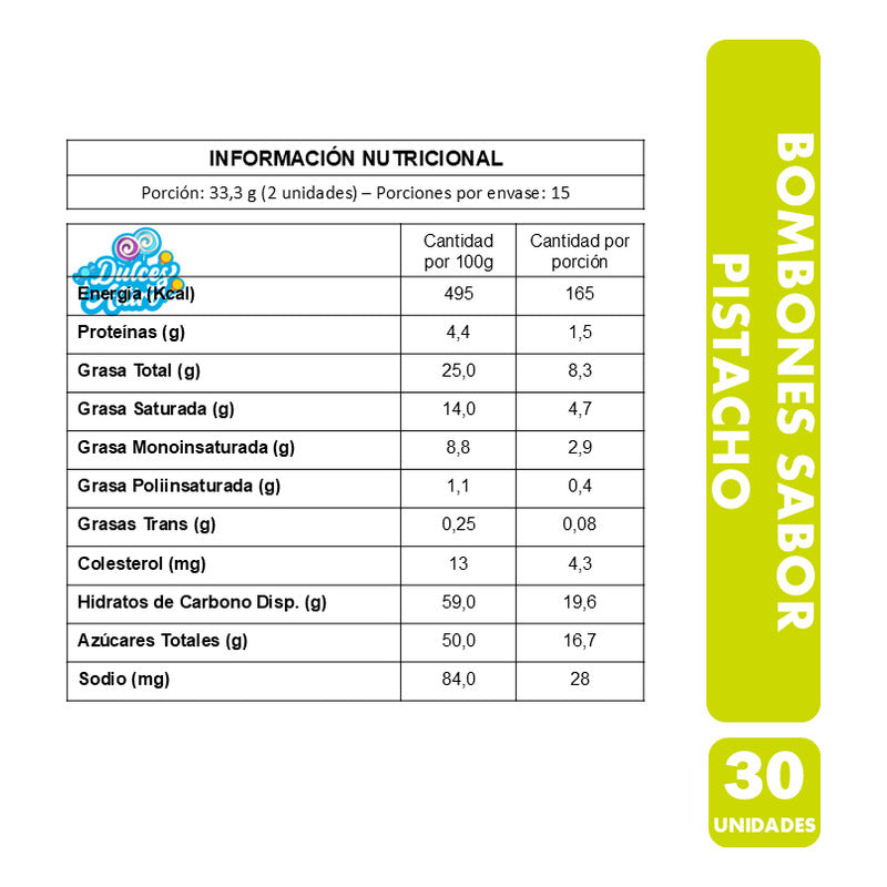 Chocolate Bombones Premium Pistacho De Goplana (30 Unidades)