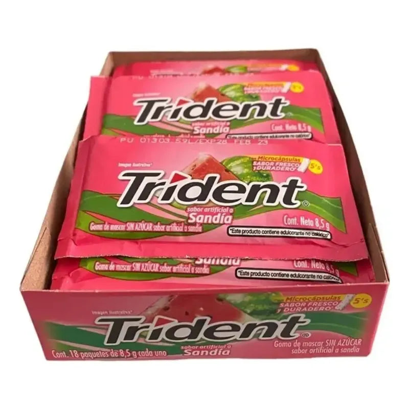 Chicle Sabor Sandía - Caja Con 18 Unidades Trident