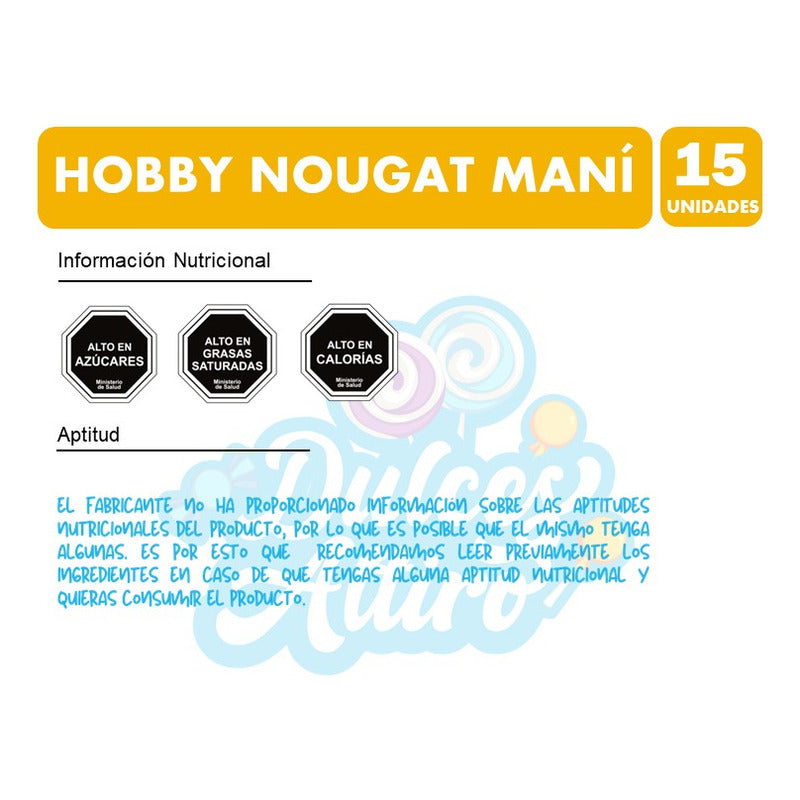 Hobby Tradicional - Nougat Maní De Arcor (caja Con 15 Uni)