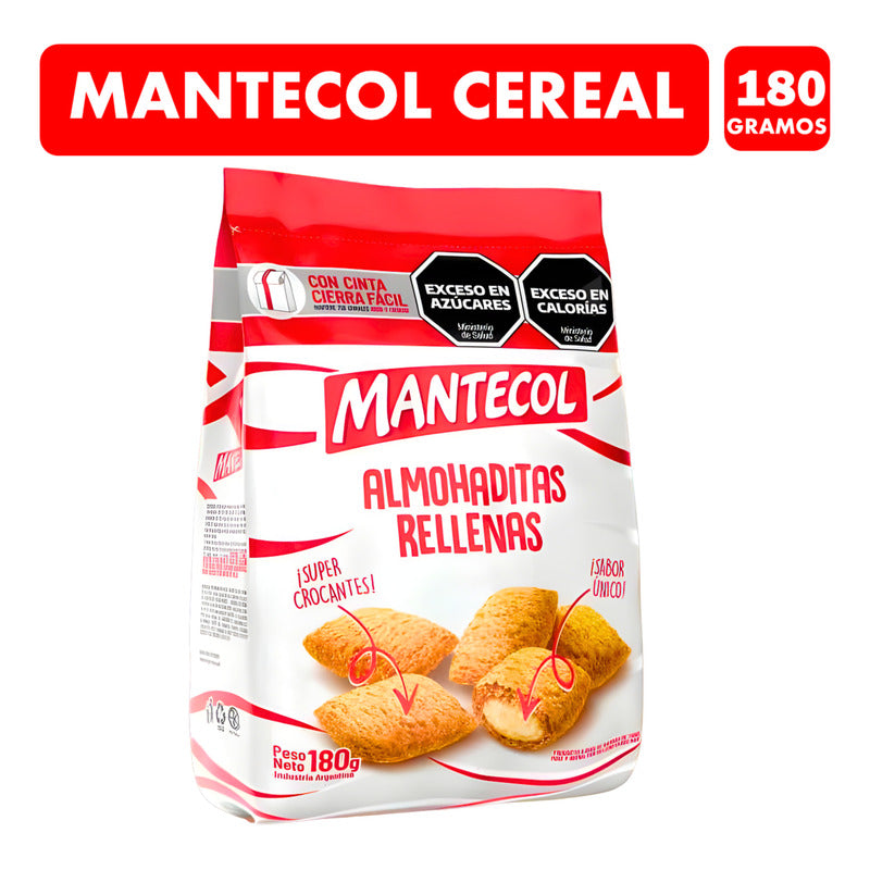Mantecol Cereal Almohaditas Rellenas Sabor Maní - Bolsa 180g
