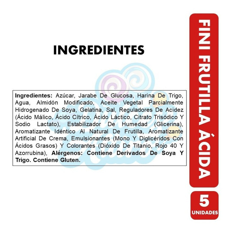 Gomitas Fini - Tubos Sabor Frutilla Ácida (pack De 5uni)
