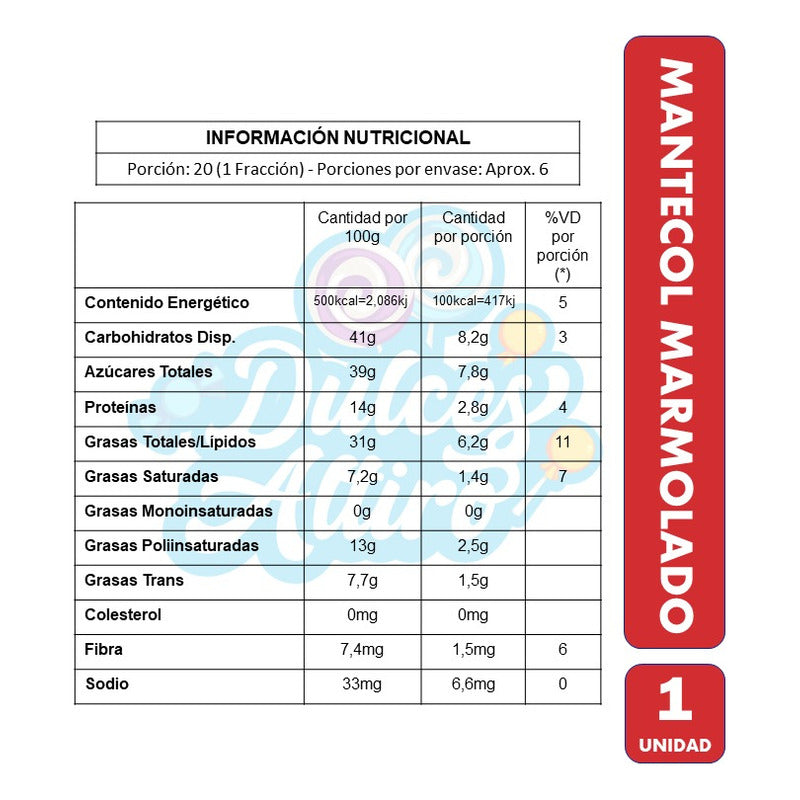 Mantecol Marmolado De Mondelez- Sin Tacc(contiene 111gramos)