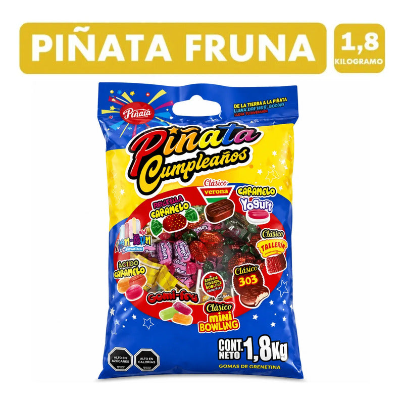 Piñata Fruna Cumpleaños Bolsa Surtida De Dulces 1,8 Kg