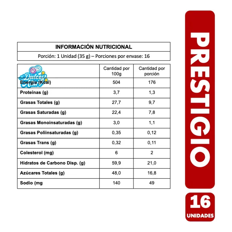 Prestigio - Chocolate Relleno Con Coco De Nestlé (caja 16un)