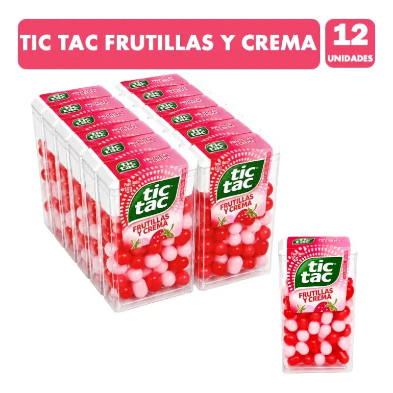 Caramelo Tic Tac Frutillas Y Crema (display 12 Unidades)