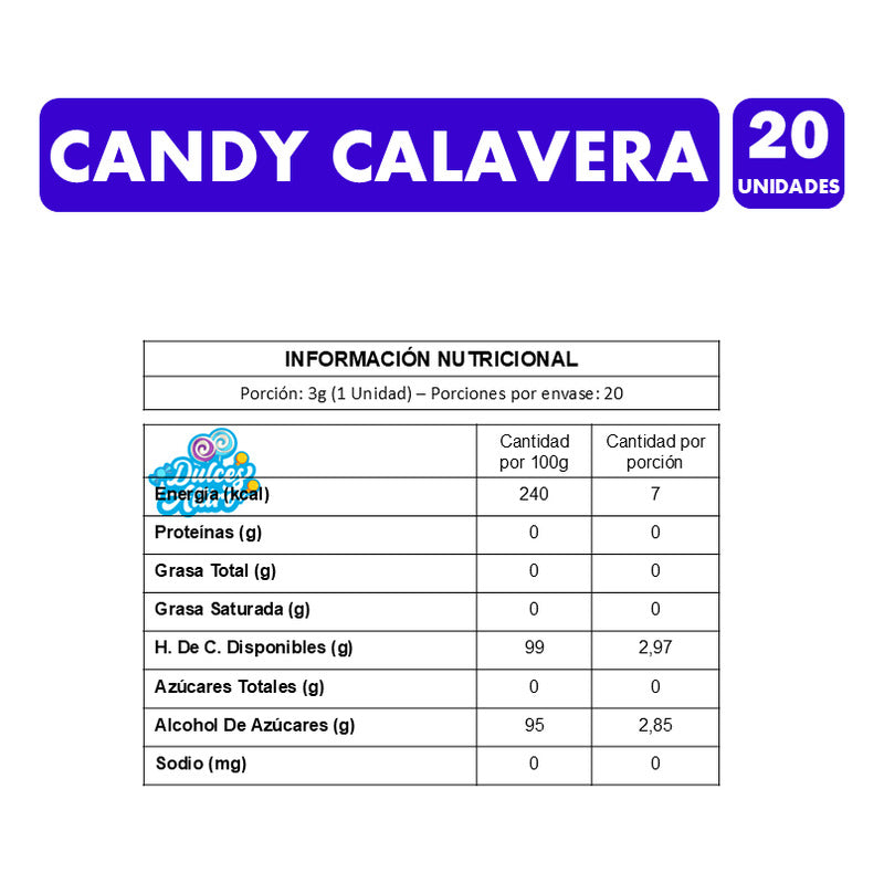 Dulces Halloween - Candy Calavera De Mabú (20 Unidades)