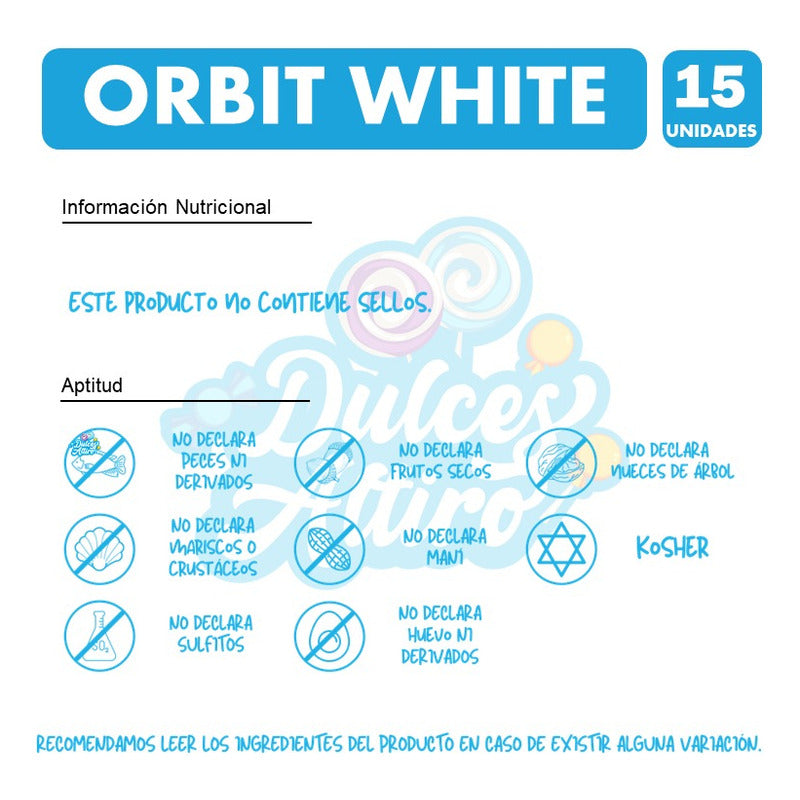 Orbit White - Chicle Sabor Menta Sin Azúcar (caja Con 15 Un)