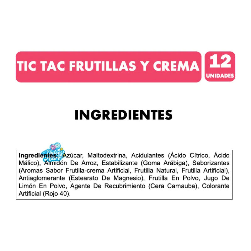 Caramelo Tic Tac Frutillas Y Crema (display 12 Unidades)