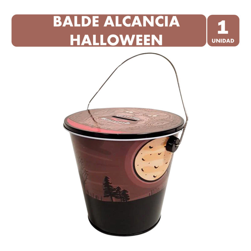 Balde Alcancía Especial Halloween Noche Color Café Noche Lobo Chocolate