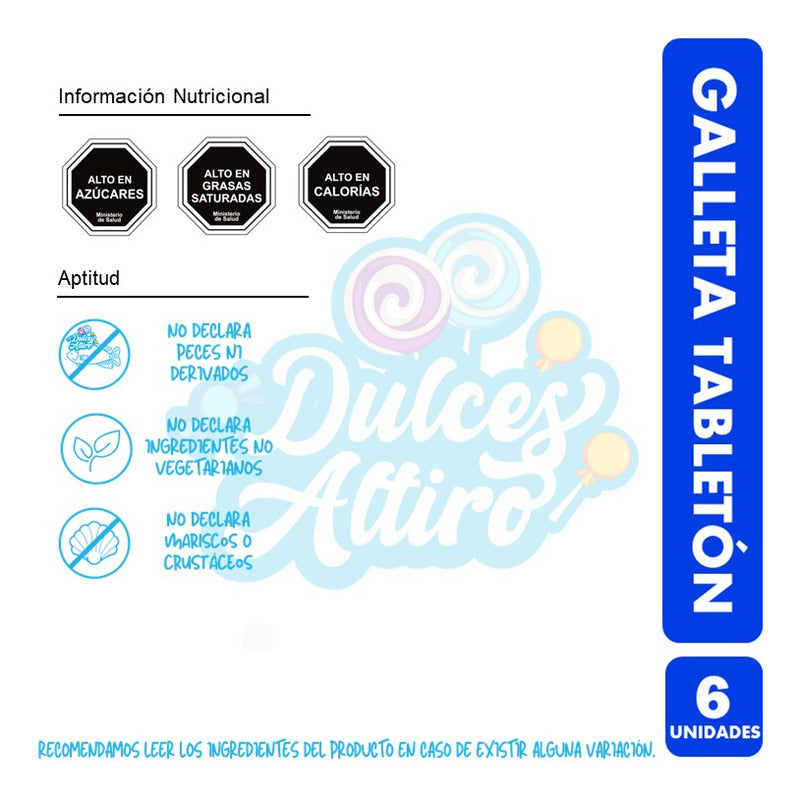 Galletas Tabletón Para Colación De 50gr (pack De 6 Unidades)