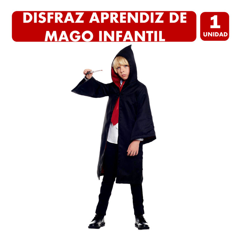 Disfraz Capa Para Aprendiz De Mago Infantil Halloween Negro 10-12