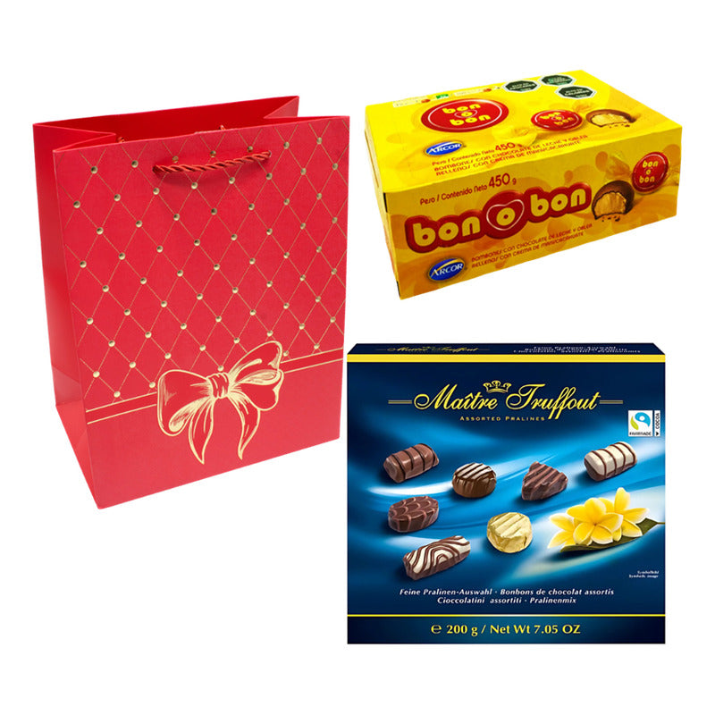 Pack Bombones Maitre Truffout + Caja Bon O Bon + Bolsa