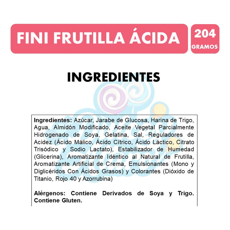 Tubos Dulces Sabor Frutilla Ácida- Fini (caja Con 204g)