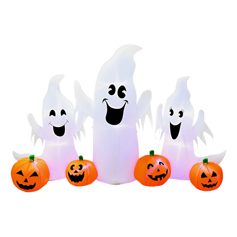 Decoración Halloween Gigante Calabaza Familia Inflable 180cm Blanco Y Naranjo