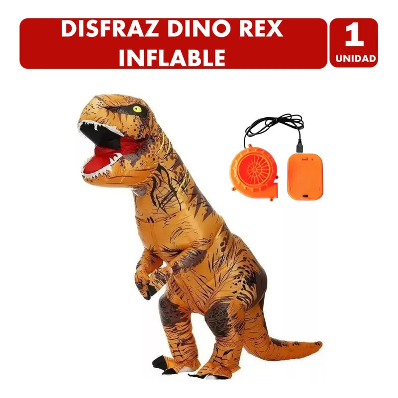 Disfraz Dinosaurio Inflable Dino Rex Infantil 120 - 150cm Naranja 120-150