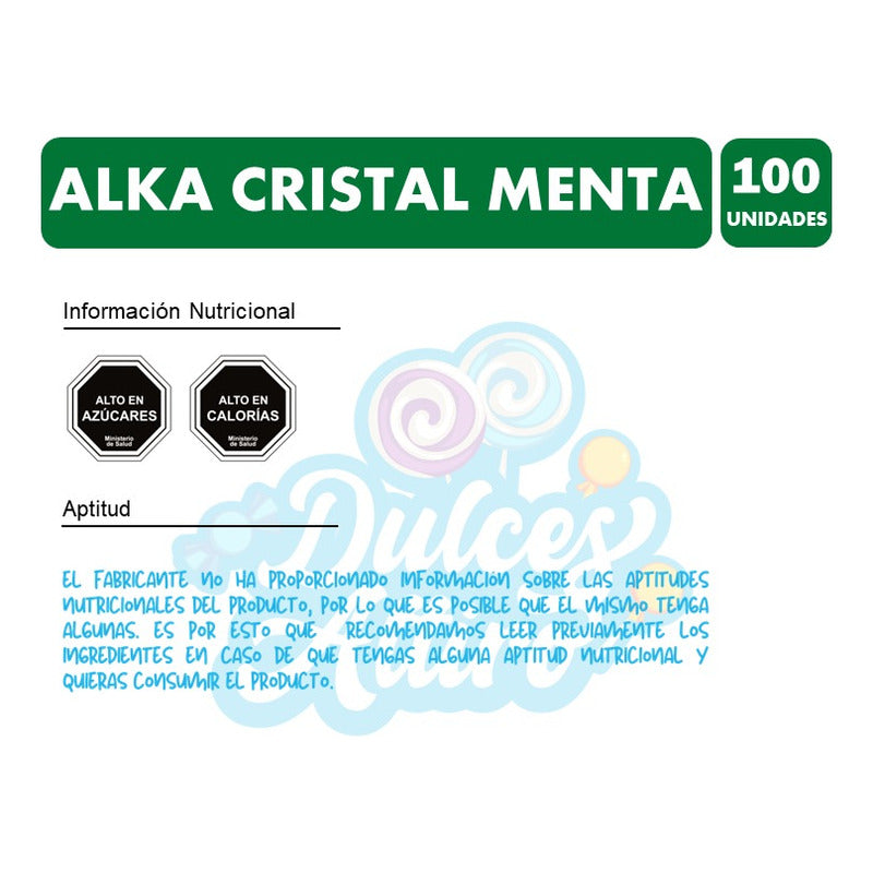 Alka Verde Cristal - Caramelos Sabor Menta (bolsa Con 100un)