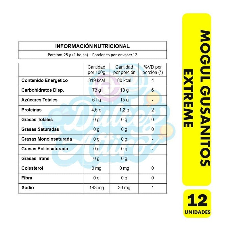 Gusanos Acidos - Mogul Extreme De Arcor (caja Con 12 Uni)