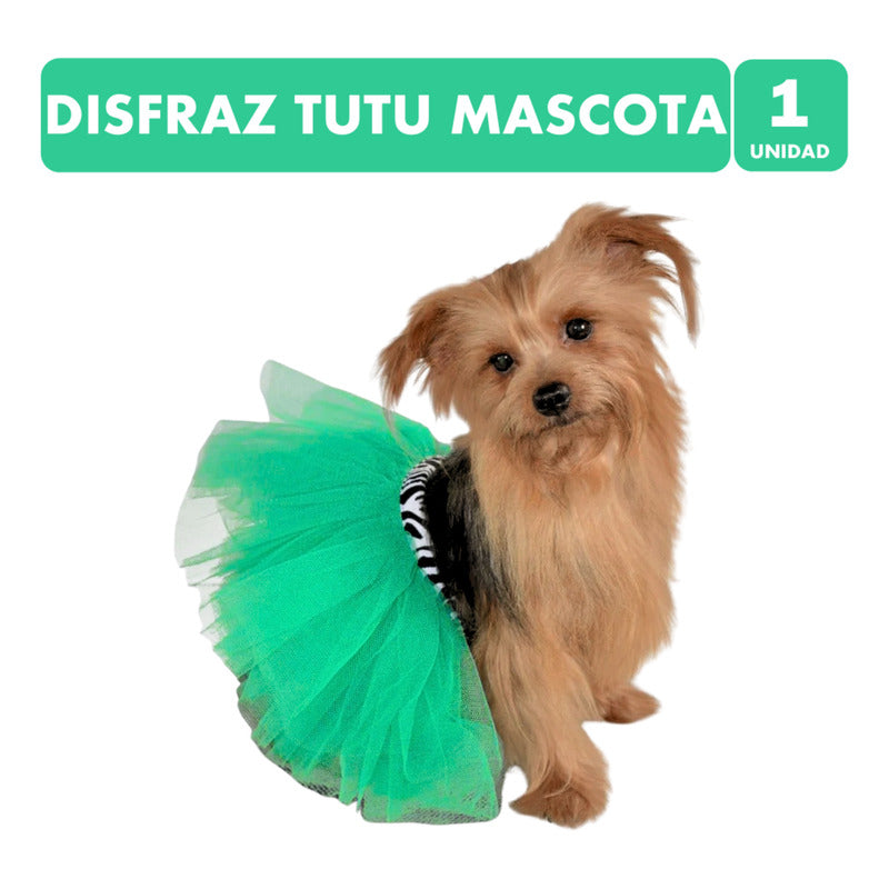 Disfraz Tutú De Mascota Color Turquesa Talla M/l Halloween Cian