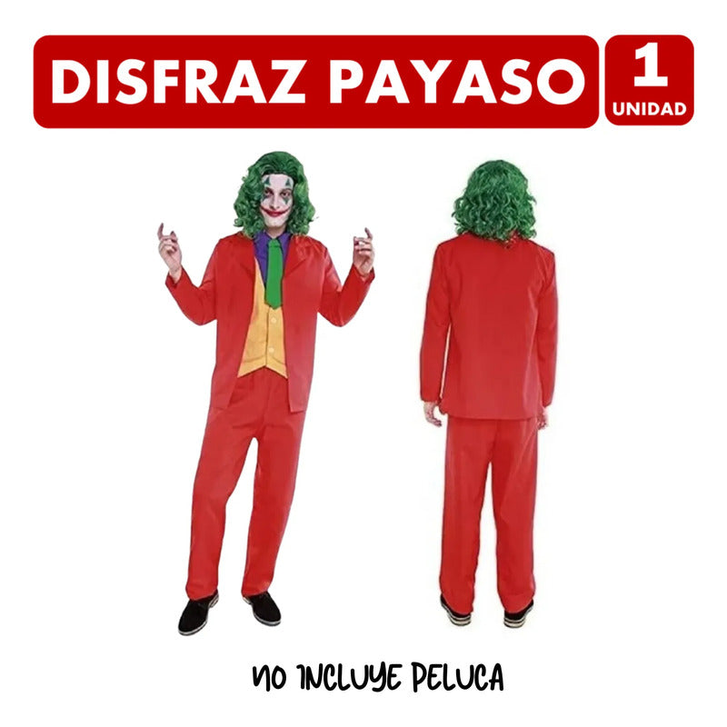 Disfraz Payaso Loco Traje Rojo Adulto Talla S Halloween Rojo S