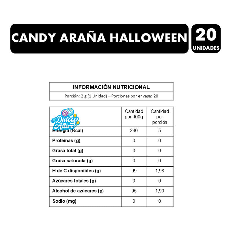 Dulces Halloween - Candy Araña Sin Azúcar (contiene 20 Uni)