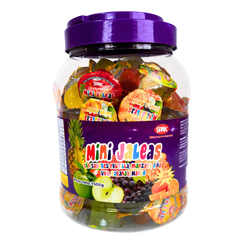 Mini Jaleas Sabores Frutales De Spak - Pote Con 100 Unidades