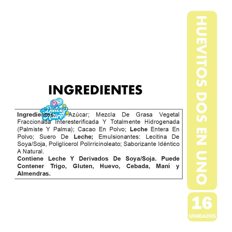 Huevitos De Chocolate Dos En Uno Macizos (caja Con 16un)