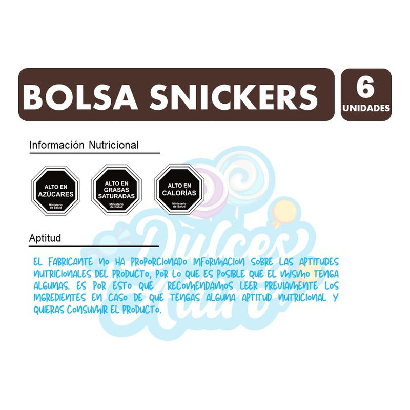 Chocolate Snickers Bolsa Con 6 Unidades