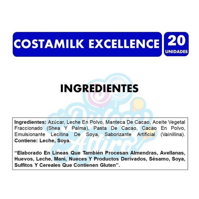 Chocolate Costamilk Excellence Costa (caja Con 20 Unidades)