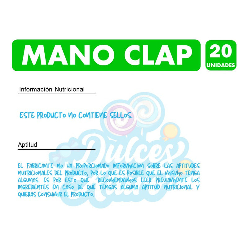 Dulces Candy Mano Clap - Libre De Sellos (display De 20 Uni)