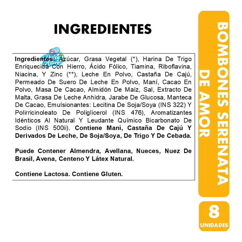 Oblea De Chocolate Y Castaña De Cajú Serenata De Amor (8u)