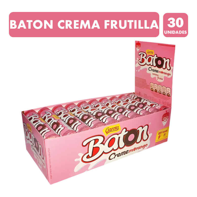 Baton De Chocolate Relleno Con Frutilla (caja Con 30 Un)